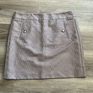 LOFT 3D Floral Print Mini Skirt Women Size 6 Taupe color Cutesy Date Fall Summer